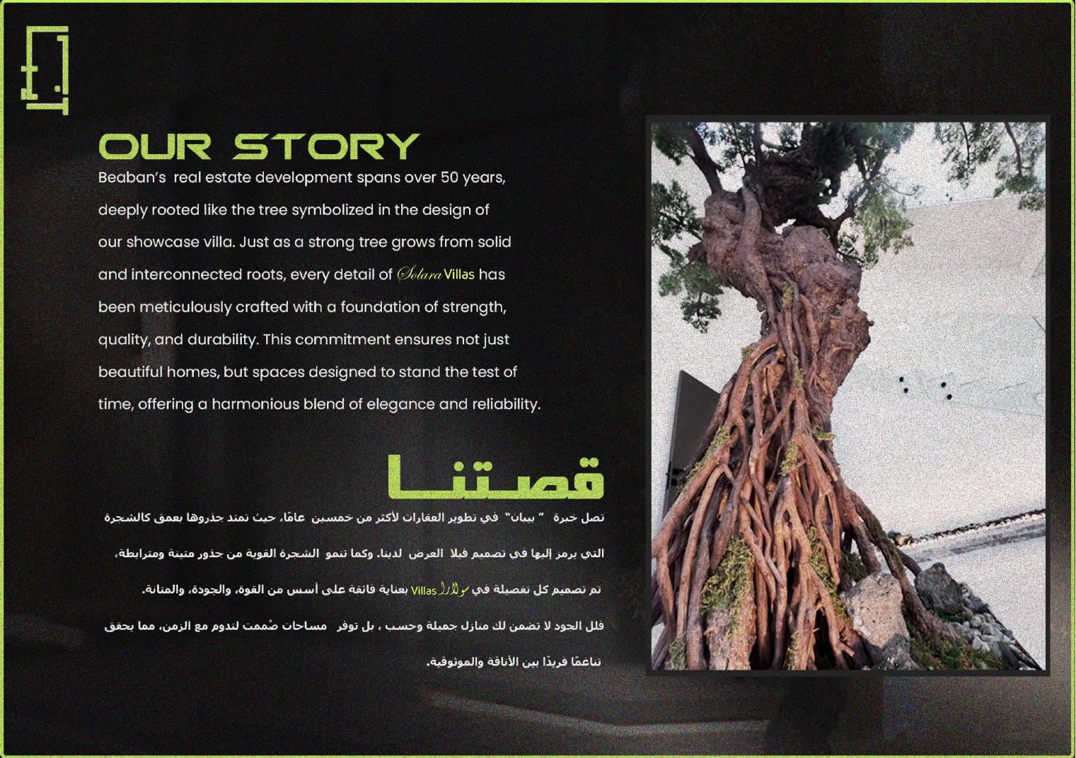 Entrance detail with heritage olive tree